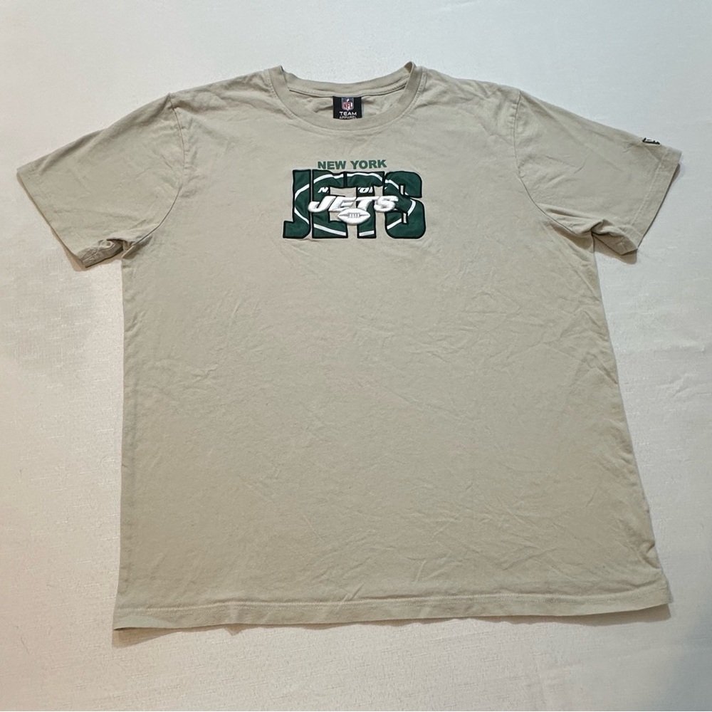 NFL New York Jets T-Shirt XL Beige Embroidered Logo